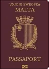 Malta and EU passport with red cover and gold embossed national symbol